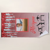 Serviette De Plage Gymnastique Parties scintillant rouge et argent Dr (Devant)