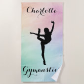 Serviette De Plage Gymnastique Pastel Purple Green Personnalisé (Devant)