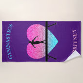 Serviette De Plage Gymnastique Poudre Coeur étincelant Purple Beach S (Devant)