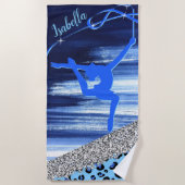 Serviette De Plage Gymnastique rythmique Abstrait bleu avec Glam arge (Devant)