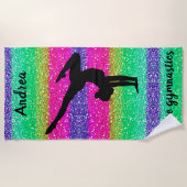 Serviette De Plage Gymnastique Sparkly "I Love Gymnastique" Plage (Devant)