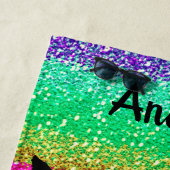 Serviette De Plage Gymnastique Sparkly "I Love Gymnastique" Plage (En situation)