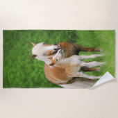 Serviette De Plage Haflinger Horse Cute Baby Foin Kiss Mum Pony Photo (Devant)