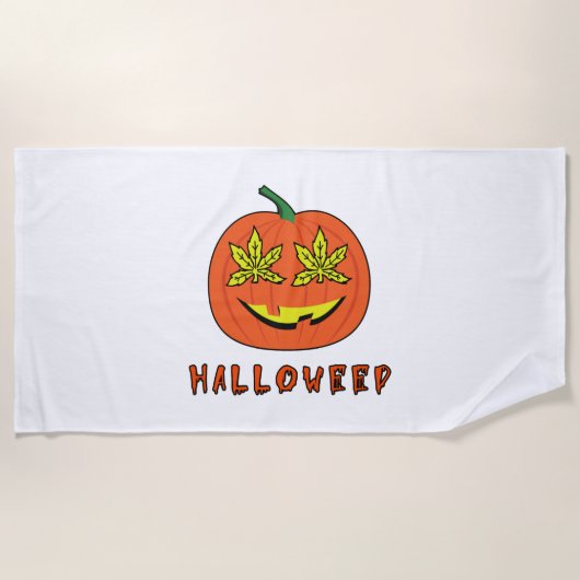 Serviette De Plage Halloweed Funny Hippie Citrouille Halloween (Devant)