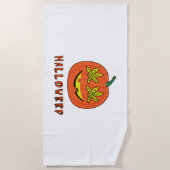 Serviette De Plage Halloweed Funny Hippie Citrouille Halloween (Devant)