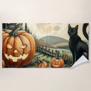 Serviette De Plage Halloween/Automne/Automne/citrouille/chat