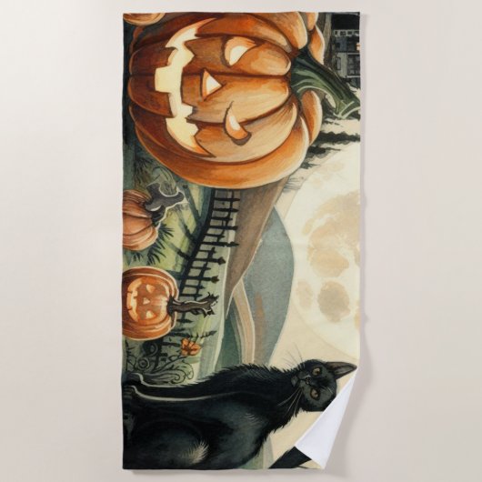 Serviette De Plage Halloween/Automne/Automne/citrouille/chat (Devant)
