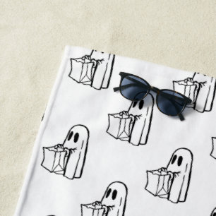 Serviette De Plage Halloween, Blancs Fantômes, Tricoter Ou Traiter, B
