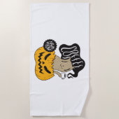 Serviette De Plage Halloween Café - Cute Halloween Chat Boire (Devant)