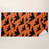 Serviette De Plage Halloween chauves-souris noires orange cool éffray (Devant)