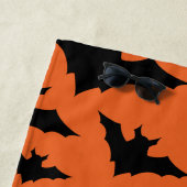 Serviette De Plage Halloween chauves-souris noires orange cool éffray (En situation)