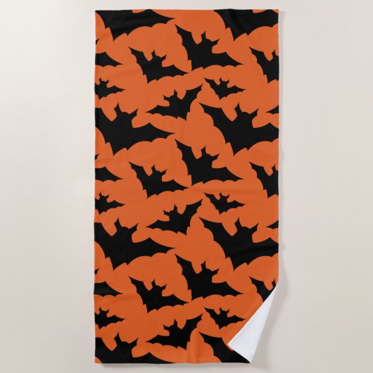 Serviette De Plage Halloween chauves-souris noires orange cool éffray (Devant)