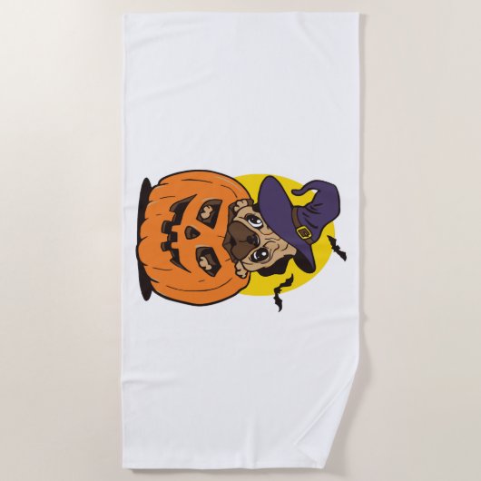 Serviette De Plage Halloween Chien citrouille, Drôle chien d'Hallowee (Devant)