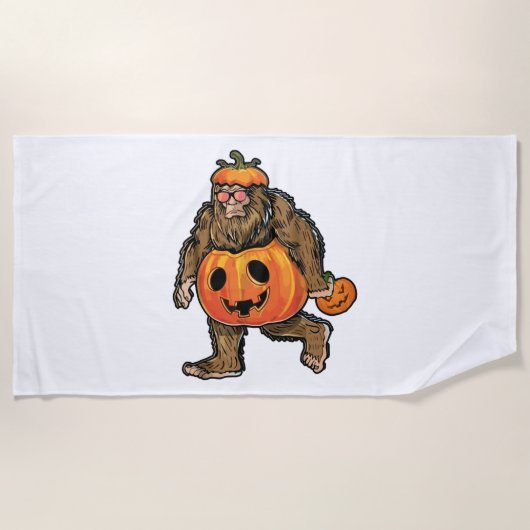 Serviette De Plage Halloween Citrouille Bigfoot (Devant)