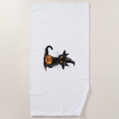 Serviette De Plage Halloween Citrouille de chat (Devant)