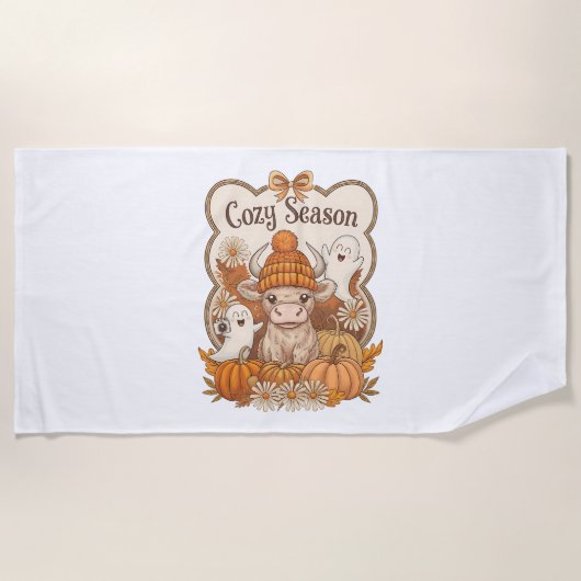 Serviette De Plage Halloween citrouille et hippique de la vache (Devant)