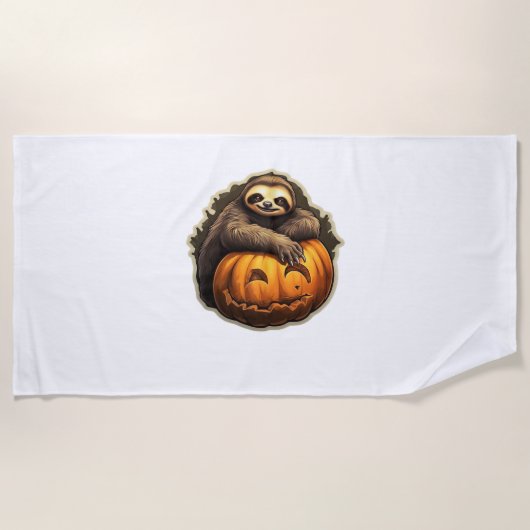 Serviette De Plage Halloween classique à thème Sloth T-shirt (Devant)
