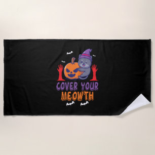 Serviette De Plage Halloween Couvrez votre Meowday