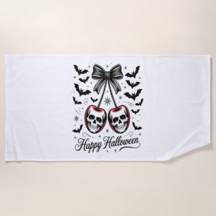 Serviette De Plage Halloween crâne gothique cerise