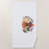 Serviette De Plage Halloween Cute Ghost Citrouille Chat Classic T-Shi (Devant)