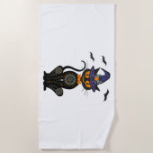 Serviette De Plage Halloween de chat noir (Devant)