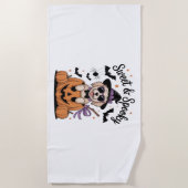 Serviette De Plage Halloween de chien doux et Éffrayant (Devant)