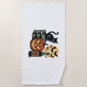Serviette De Plage Halloween de la bière de chat citrouille (Devant)