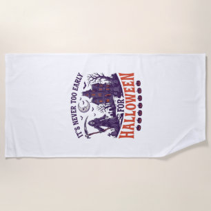 Serviette De Plage Halloween de la Faucheuse Maison Hantée Jamais Tro