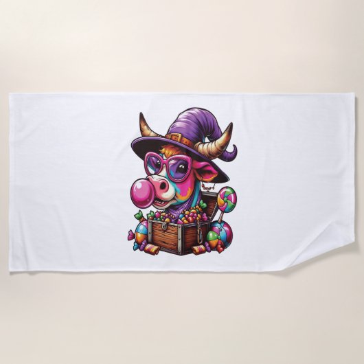 Serviette De Plage Halloween de la vache Rainbow Highland (Devant)