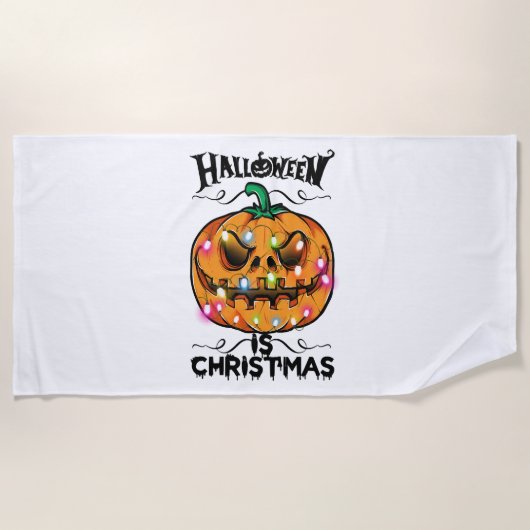 Serviette De Plage Halloween est Noël (Devant)