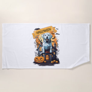 SERVIETTE DE PLAGE HALLOWEEN ET CHIEN