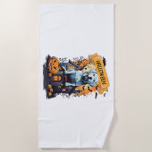 SERVIETTE DE PLAGE HALLOWEEN ET CHIEN (Devant)