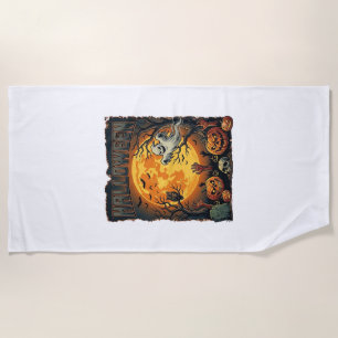 Serviette De Plage Halloween Fantôme Pleine Lune Jack Lanterns Zombie