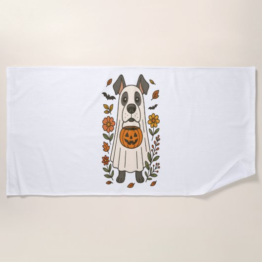 Serviette De Plage Halloween Grandes Fleurs Danoises (Devant)