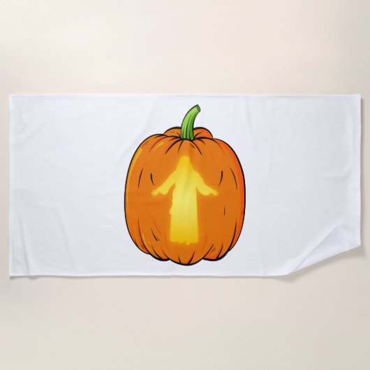 Serviette De Plage Halloween Jésus Design avec Jésus Citrouille (Devant)