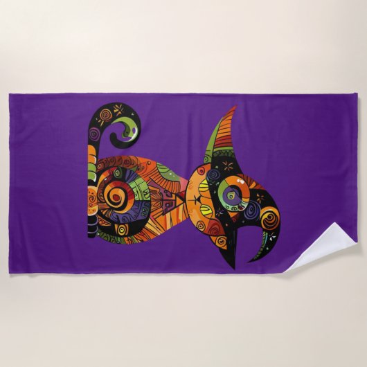 Serviette De Plage Halloween/mystique/chat/chute (Devant)