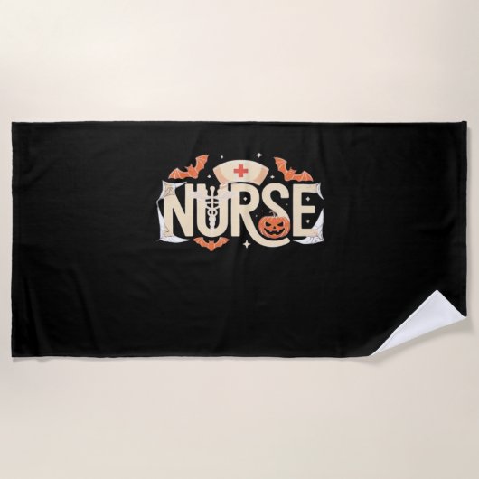 Serviette De Plage Halloween Nurse Typographie - Conception Médicale  (Devant)