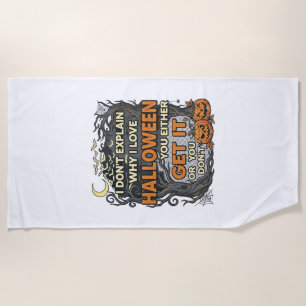 Serviette De Plage Halloween Obtenez-le Arbre Épouvantable Citrouille
