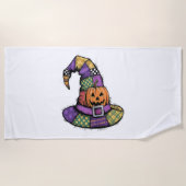 Serviette De Plage Halloween Patchwork Witch Casquette Éffrayant (Devant)