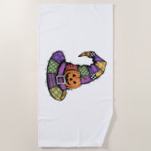 Serviette De Plage Halloween Patchwork Witch Casquette Éffrayant (Devant)