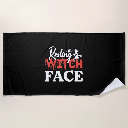 Serviette De Plage Halloween Resting Witch Facce Birthday (Devant)