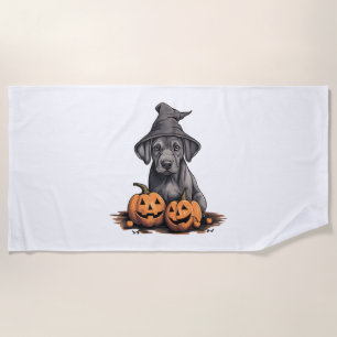 Serviette De Plage Halloween sorcière Casquette chien Citrouille Grea