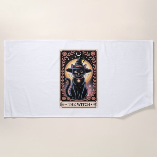 Serviette De Plage Halloween sorcière esthétique Amoureux de les chat (Devant)