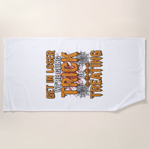 Serviette De Plage Halloween Trick Or Treating Typographie Vintage De