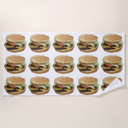 Serviette De Plage HAMBURGER FUNNY FOODIE Beach Towne (Devant)