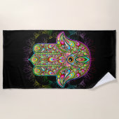 Serviette De Plage Hamsa Fatma Main Psychedelic Art (Devant)
