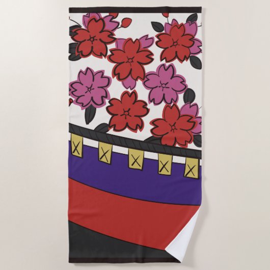 Serviette De Plage Hanafuda "Sakura-ni-maku" (Devant)