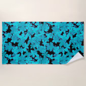 Serviette De Plage Hanalei Hawaiian Hibiscus Camo Floral - Turquoise (Devant)