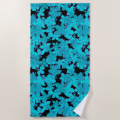 Serviette De Plage Hanalei Hawaiian Hibiscus Camo Floral - Turquoise (Devant)