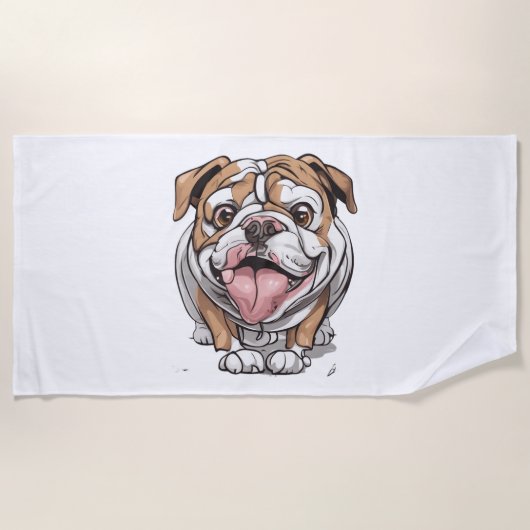 Serviette De Plage Happy Bulldog (Devant)